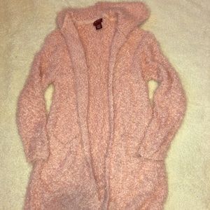 Fuzzy pink hooded sweater